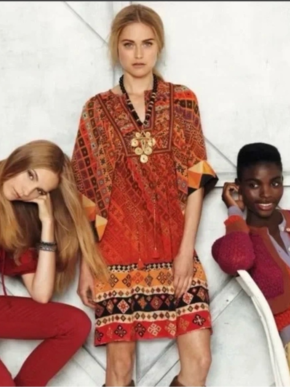 Anthropologie Tanvi Kedia Boho Orange Geometric Kimono Dress - M
